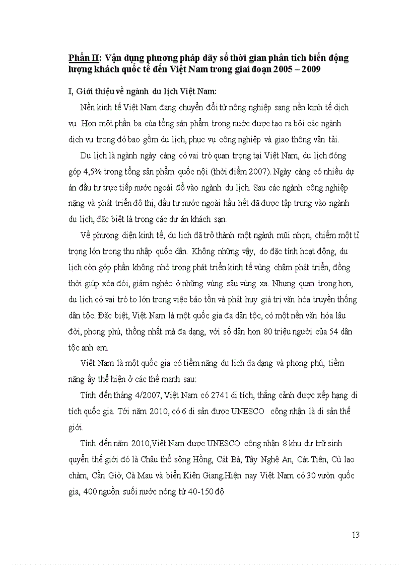 image for page Vận dụng phương pháp dãy số thời gian phân tích biến động lượng khách quốc tế đến Việt Nam trong giai đoạn 2005 2009