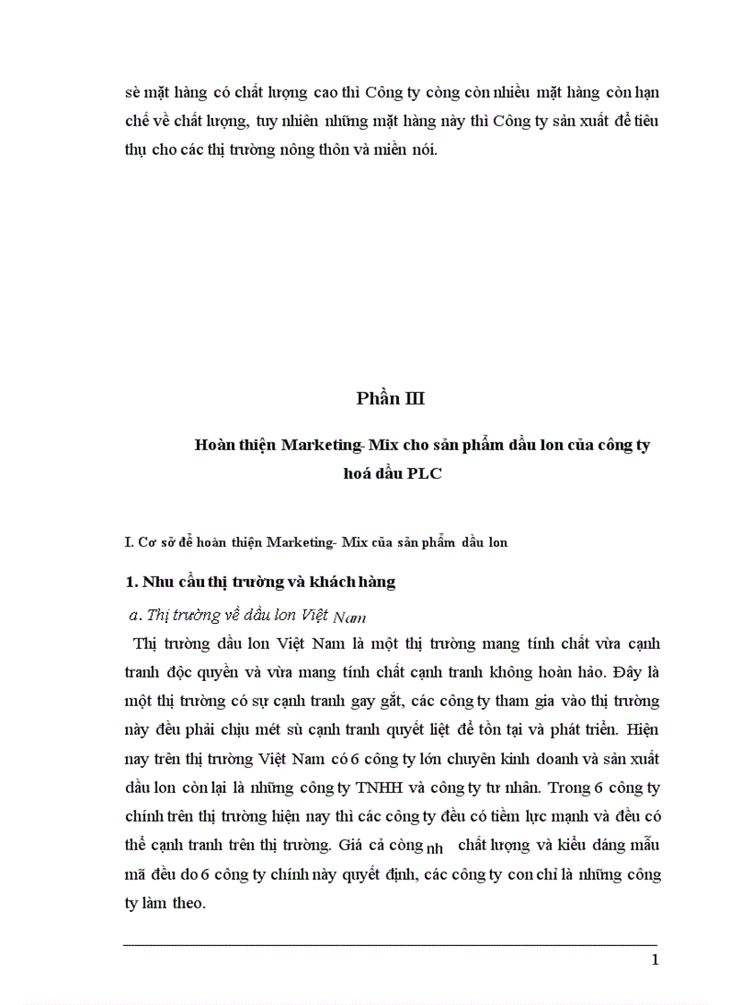 image for page Marketing Mix trong kinh doanh dầu lon ở Công ty hoá dầu Petrolimex PLC