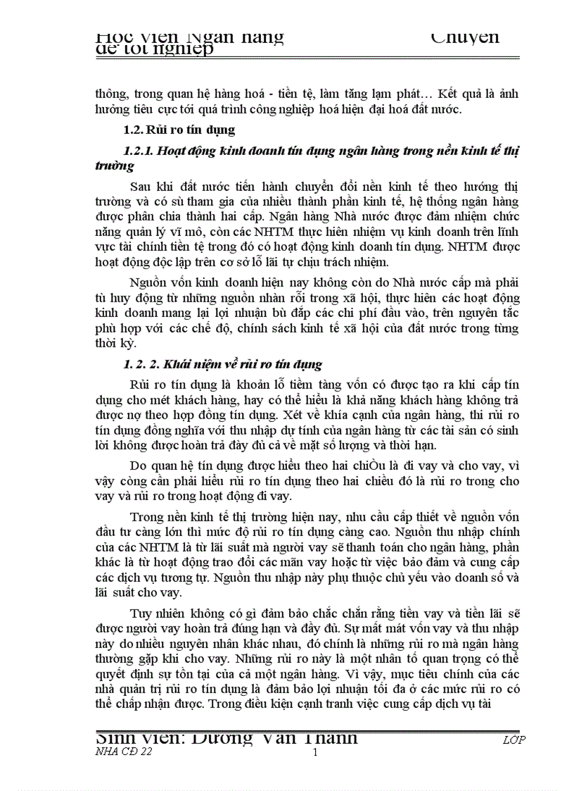 image for page Giải pháp hạn chế rủi ro tín dụng tại Chi nhánh Ngân hàng Công Thương khu vực Đống Đa 1