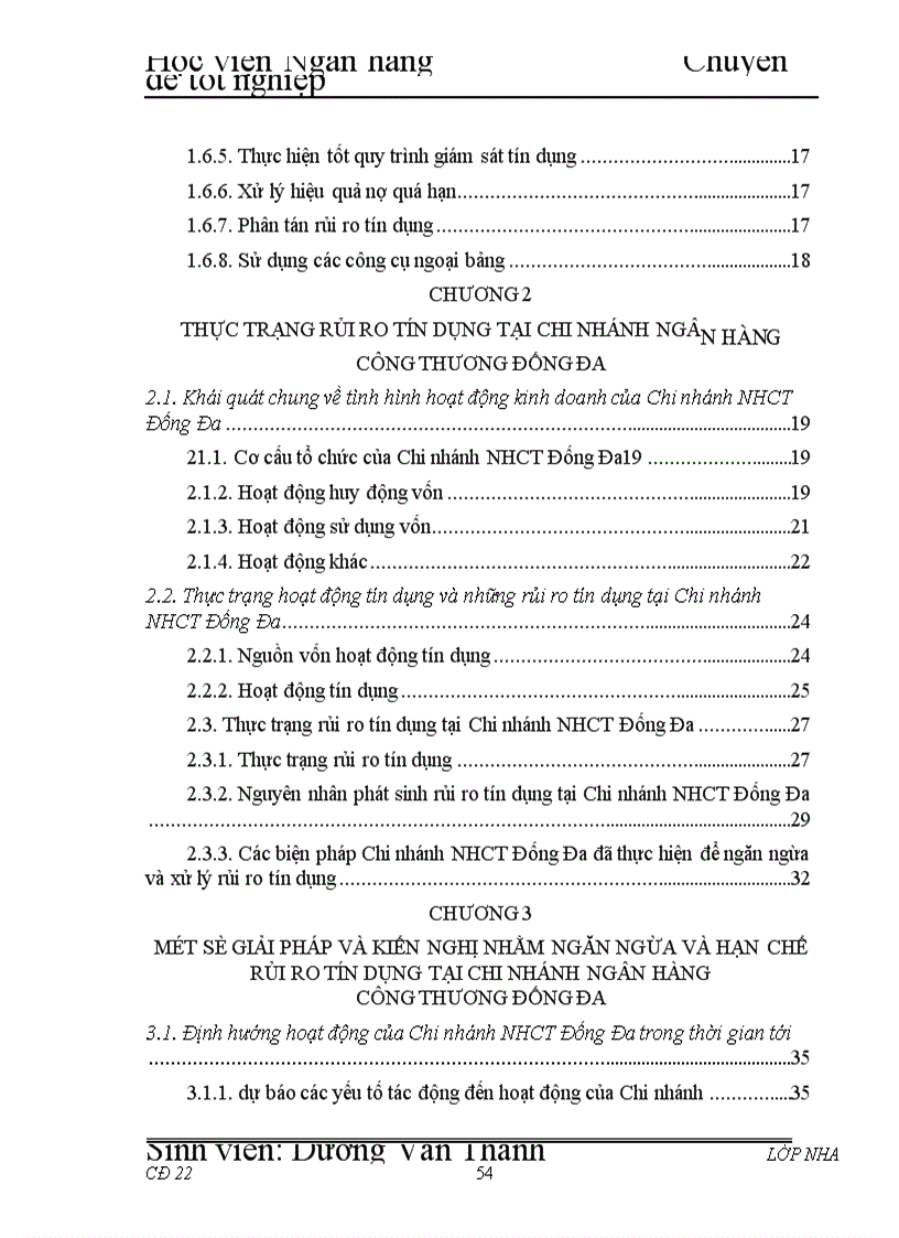 image for page Giải pháp hạn chế rủi ro tín dụng tại Chi nhánh Ngân hàng Công Thương khu vực Đống Đa 1