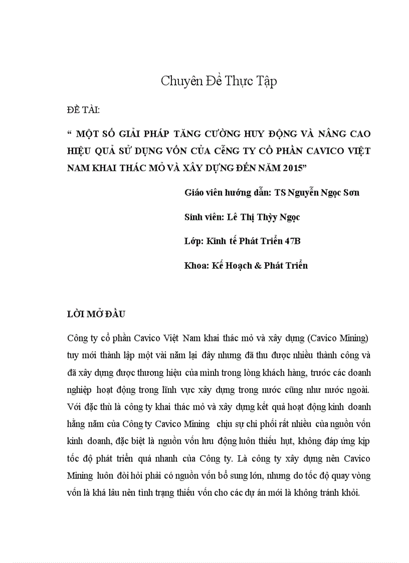image for page Một số giải pháp tăng cường huy động và nâng cao hiệu quả sử dụng vốn của công ty cổ phần CAVICO Việt Nam khai thác mỏ và xây dựng đến năm 2015 1