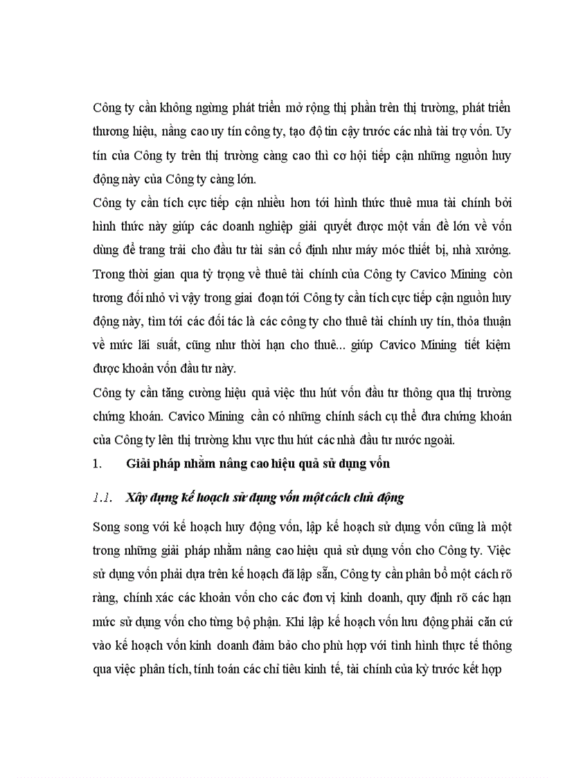 image for page Một số giải pháp tăng cường huy động và nâng cao hiệu quả sử dụng vốn của công ty cổ phần CAVICO Việt Nam khai thác mỏ và xây dựng đến năm 2015 1