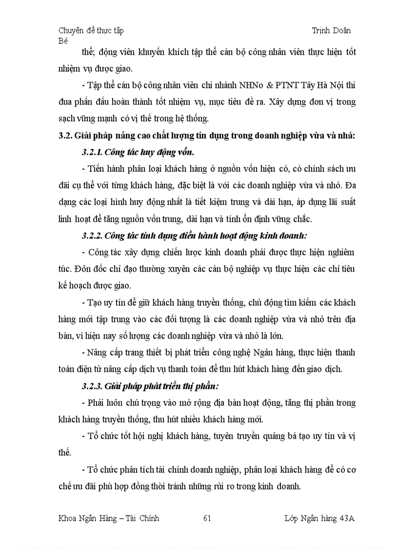 image for page Giải pháp nâng cao chất lượng tín dụng đối với các doanh nghiệp vừa và nhỏ tại Chi nhánh NHNo PTNT Tây Hà Nội 1