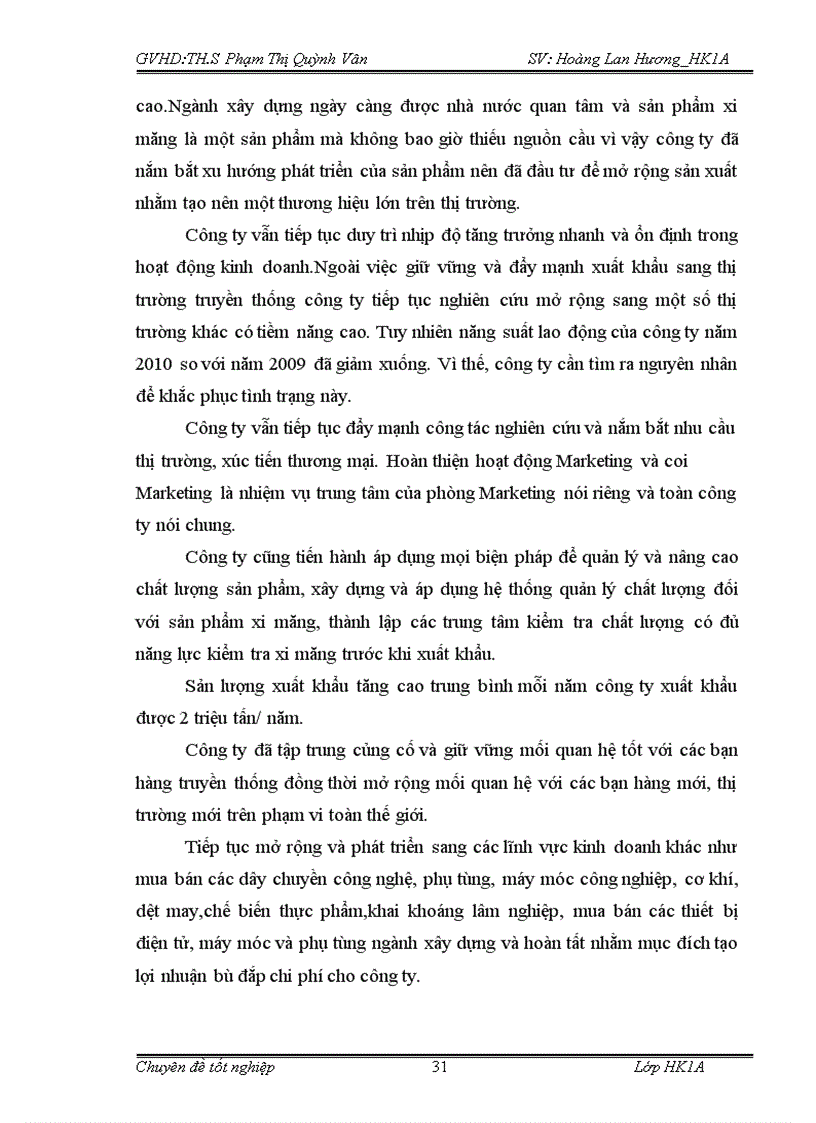 image for page Phân tích thống kê kết quả kinh doanh của Công Ty CP Xi Măng Bỉm Sơn