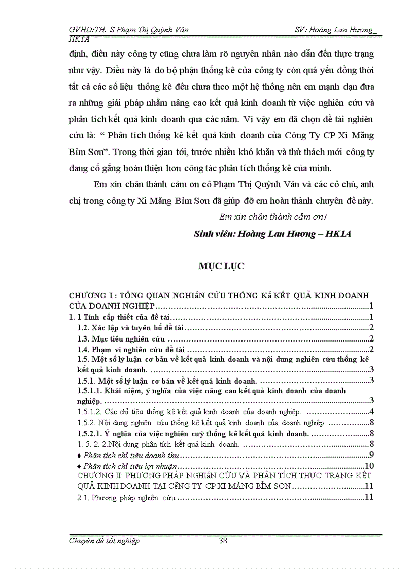 image for page Phân tích thống kê kết quả kinh doanh của Công Ty CP Xi Măng Bỉm Sơn