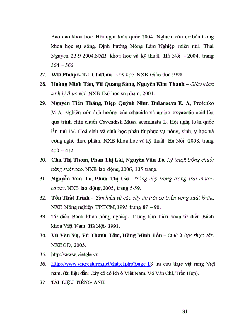 image for page Nghiên cứu động thái một số chỉ tiêu sinh lý hoá sinh theo tiến trình sinh trưởng phát triển của quả chuối tây tại huyện Thanh Trì Hà Nội 1