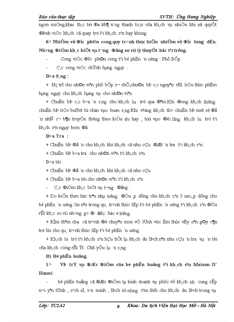 image for page Báo cáo thực tập tổng hợp tại khách sạn Maison D Hanoi Hanova