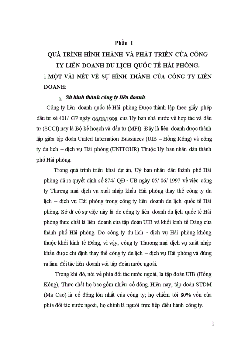 image for page Thực trạng hoạt động kinh doanh ở công ty liên doanh du lịch quốc tế Hải phòng