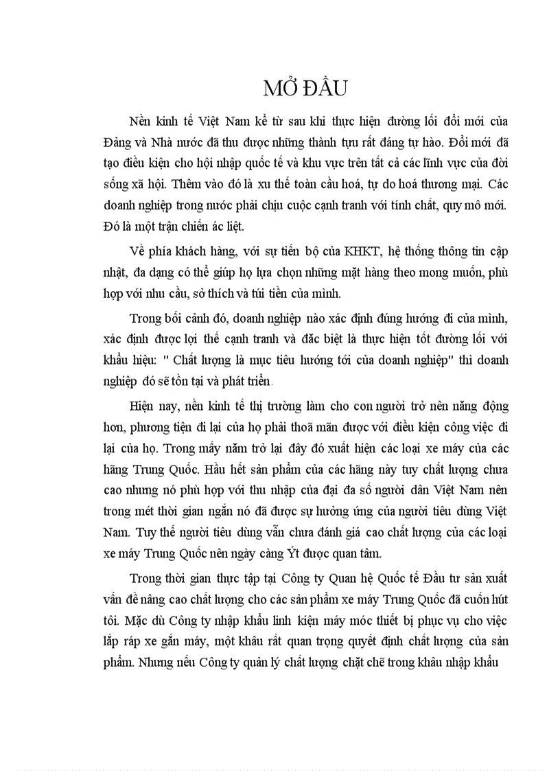 image for page Nghiên cứu áp dụng hệ thống quản lý chất lượng trong việc nhập khẩu linh kiện và lắp ráp xe gắn máy của Công ty Quan hệ Quốc tế Đầu tư sản xuất 1