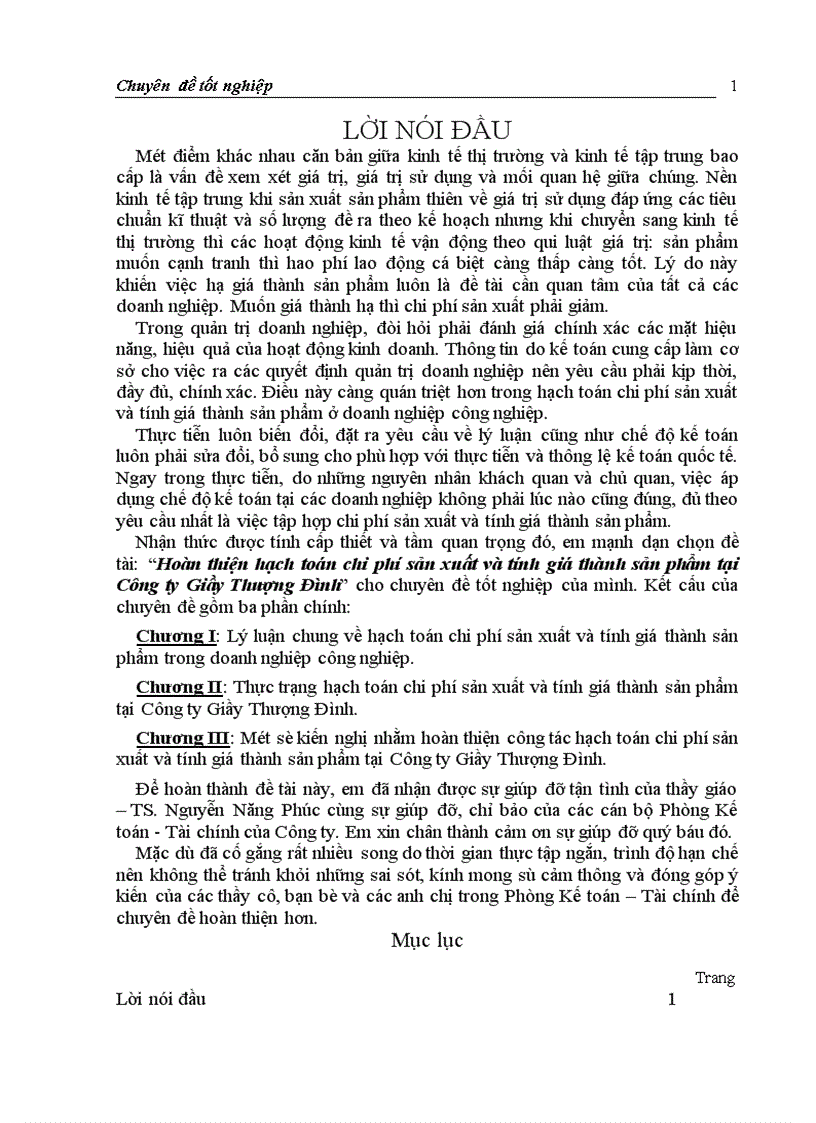 image for page Hoàn thiện hạch toán chi phí sản xuất và tính giá thành sản phẩm tại Công ty Giầy Thượng Đình 1