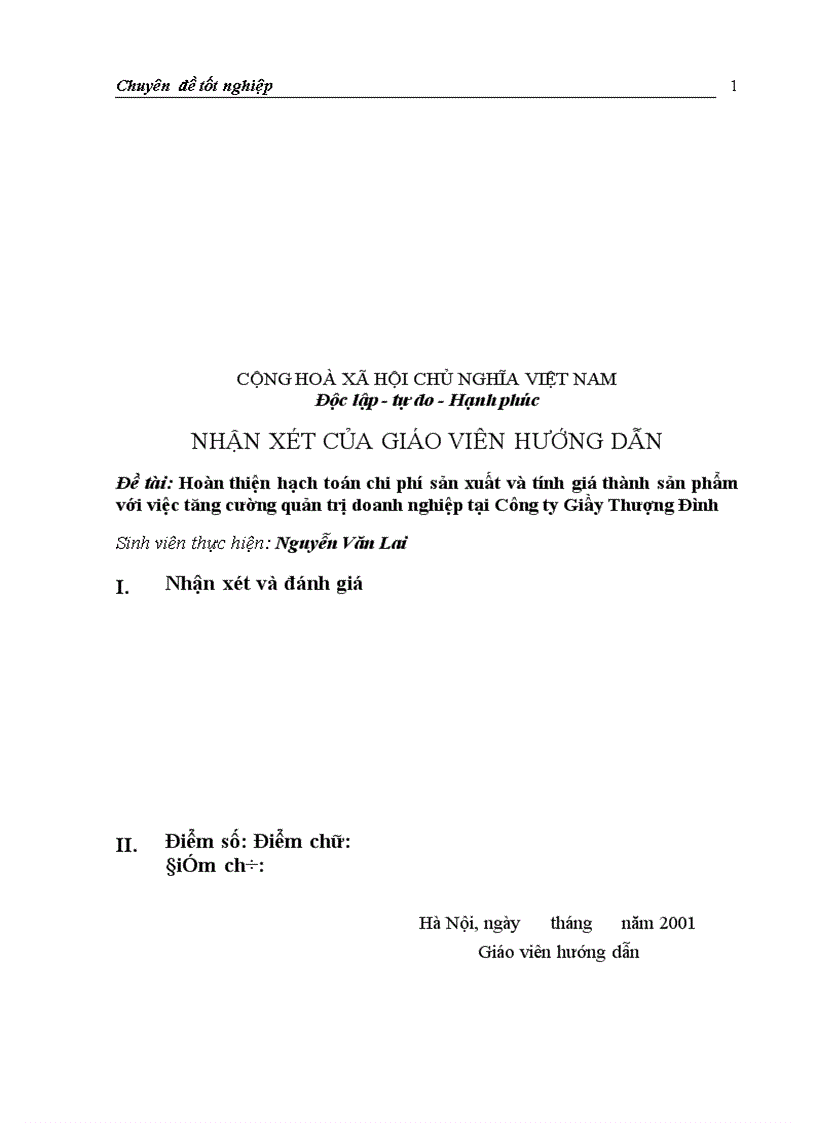 image for page Hoàn thiện hạch toán chi phí sản xuất và tính giá thành sản phẩm tại Công ty Giầy Thượng Đình 1