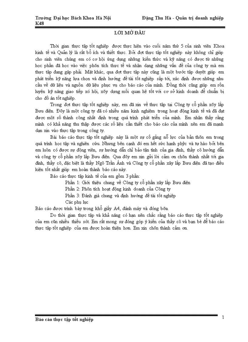 image for page Báo cáo thực tập tại Công ty cổ phần xây lắp Bưu điện