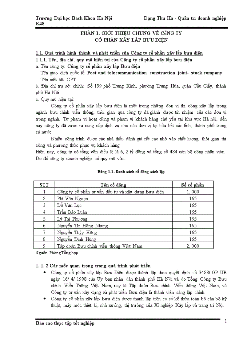 image for page Báo cáo thực tập tại Công ty cổ phần xây lắp Bưu điện