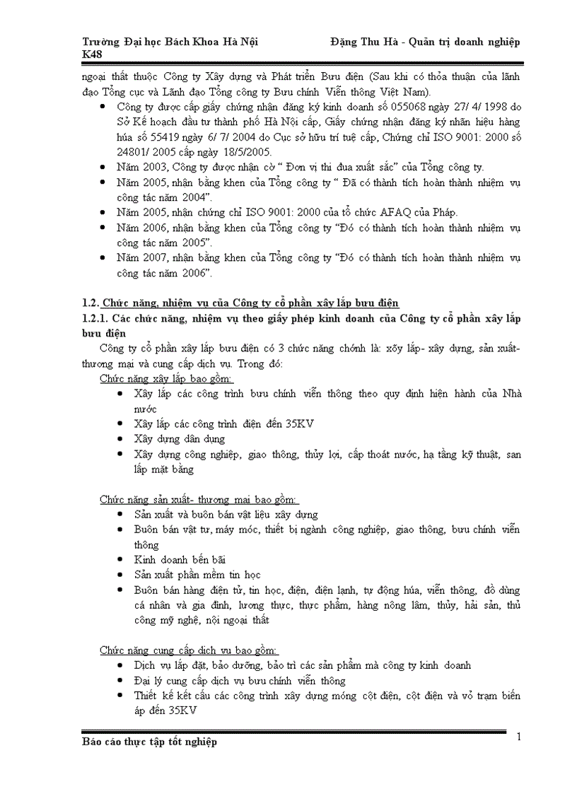 image for page Báo cáo thực tập tại Công ty cổ phần xây lắp Bưu điện