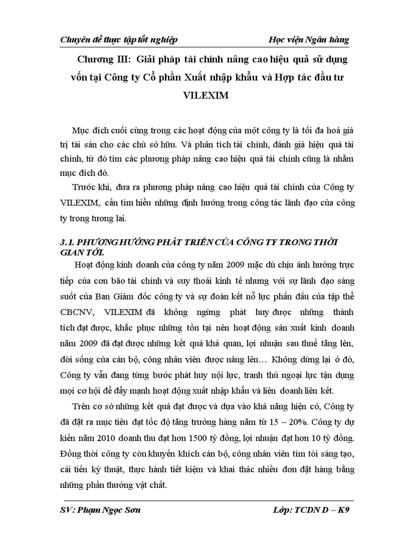 image for page Phân tích tình hình tài chính và các giải pháp tài chính nâng cao hiệu quả sử dụng vốn tại Công ty Cổ phần Xuất nhập khẩu và hợp tác đầu tư VILEXIM 1