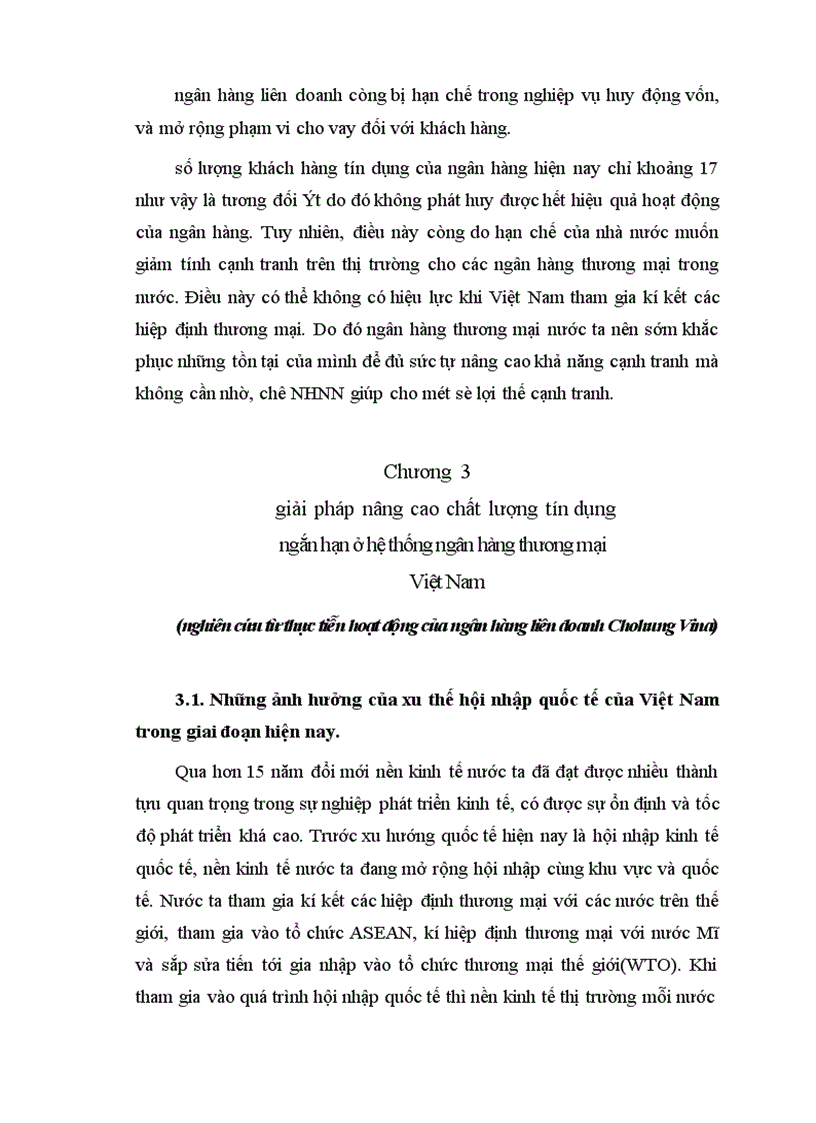 image for page Giải pháp nâng cao chất lượng tín dụng ngắn hạn ở hệ thống ngân hàng thương mại nước ta nghiên cứu từ quá trình thực tập tại chi nhánh ngân hàng liên doanh Chohung vina 1