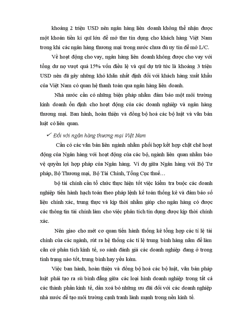 image for page Giải pháp nâng cao chất lượng tín dụng ngắn hạn ở hệ thống ngân hàng thương mại nước ta nghiên cứu từ quá trình thực tập tại chi nhánh ngân hàng liên doanh Chohung vina 1