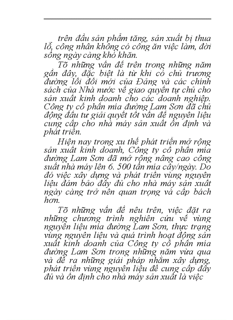 Một số giải pháp cơ bản về phát triển vùng Nguyên liệu Công ty Cổ phần mía đường Lam Sơn 1