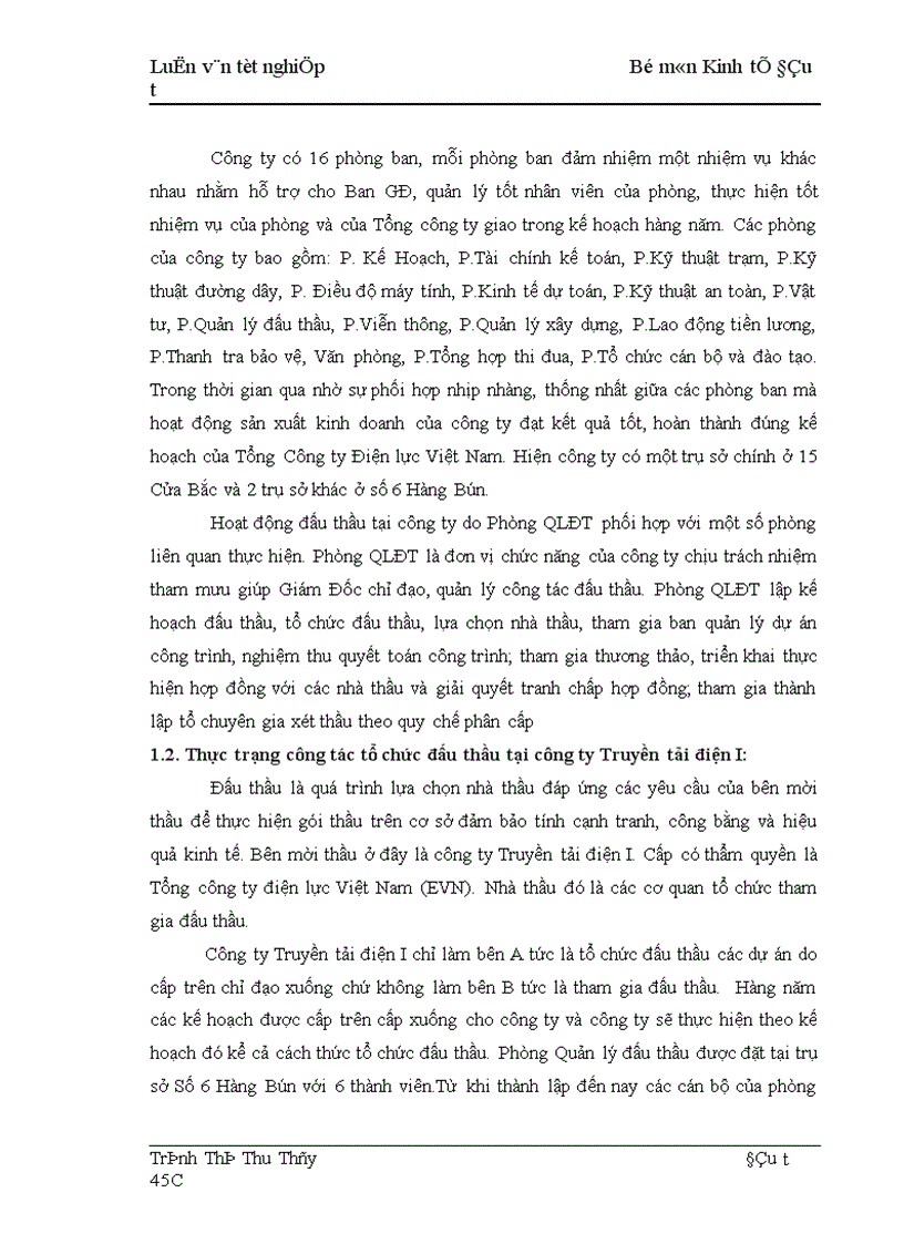 image for page Thực trạng và giải pháp nâng cao hiệu quả công tác tổ chức đấu thầu tại công ty Truyền tải điện I