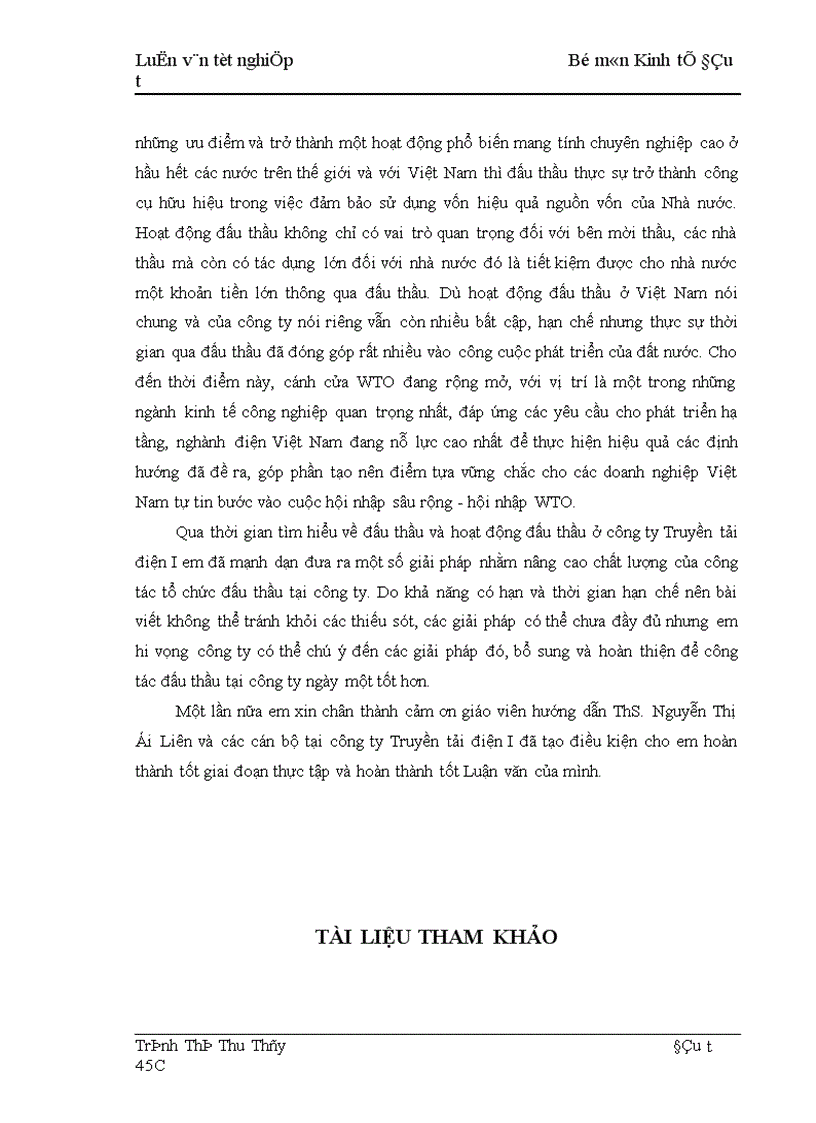 image for page Thực trạng và giải pháp nâng cao hiệu quả công tác tổ chức đấu thầu tại công ty Truyền tải điện I