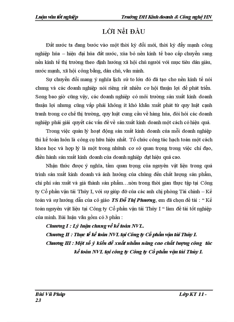 image for page Kế toán nguyên vật liệu tại Công ty Cổ phần vận tải Thủy I 1