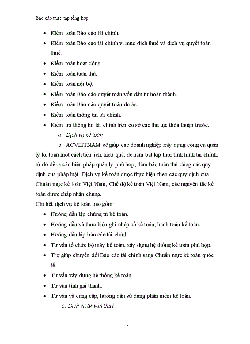 image for page Báo cáo thực tập tổng hợp tại công ty TNHH Tài chính và Kiểm toán Việt Nam