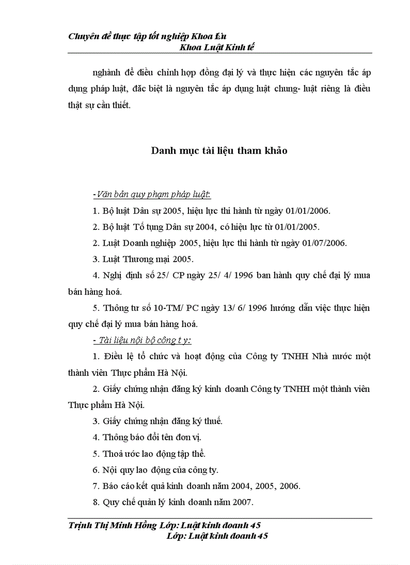 image for page Thực tiễn ký kết và thực hiện hợp đồng đại lý bán hàng tại công ty TNHH Nhà nước một thành viên Thực phẩm Hà Nội