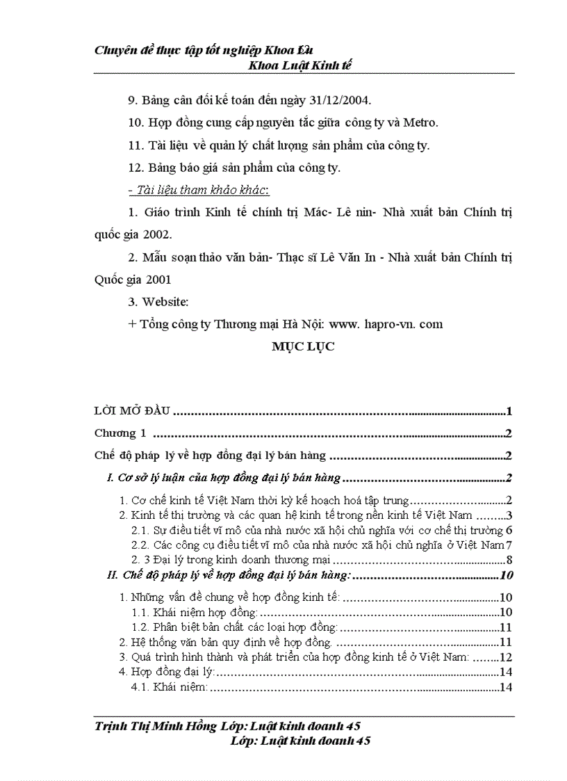 image for page Thực tiễn ký kết và thực hiện hợp đồng đại lý bán hàng tại công ty TNHH Nhà nước một thành viên Thực phẩm Hà Nội