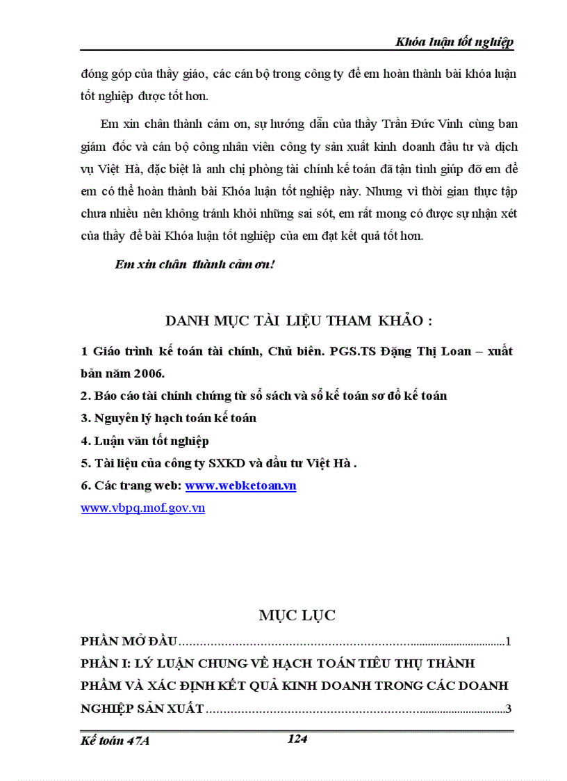 image for page Hoàn thiện hạch toán tiêu thụ thành phẩm và xác định kết quả kinh doanh trong công ty sản xuất kinh doanh đầu tư và dịch vụ Việt Hà 1