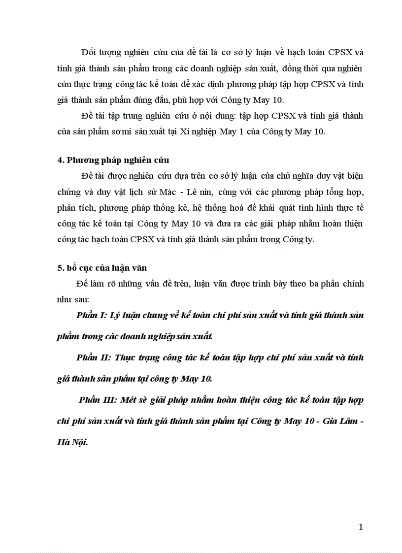 Hoàn thiện công tác kế toán tập hơp chi phí sản xuất và tính giá thành sản phẩm tại Công ty May 10 1