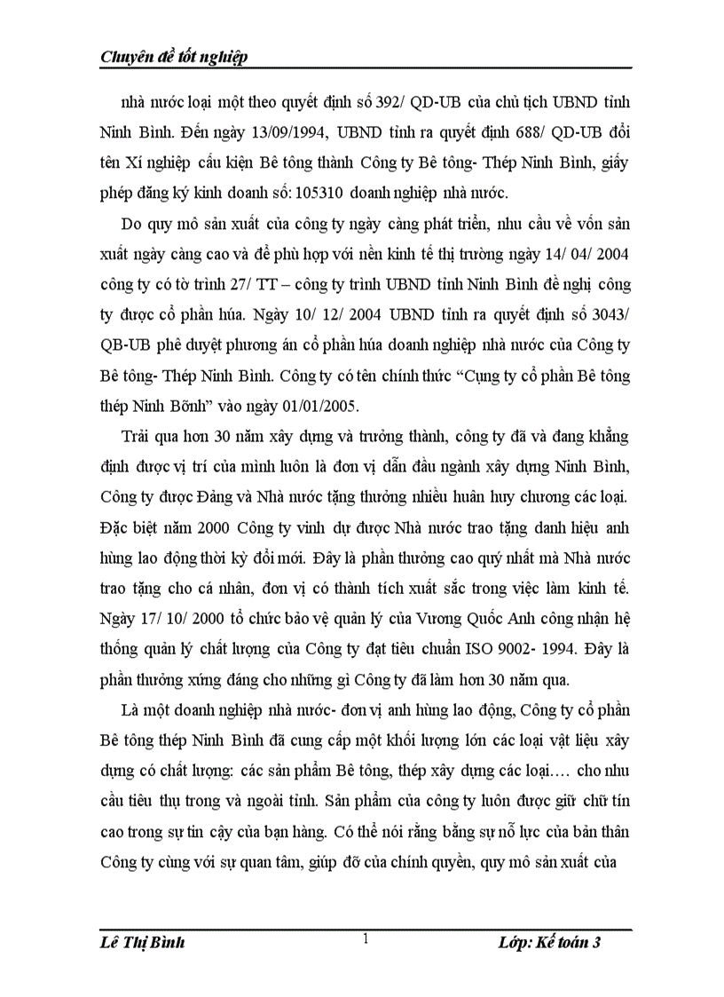 image for page Hoàn thiện kế toán chi phí sản xuất và tính giá thành sản phẩm tại Công ty cổ phần Bê tông thép Ninh Bình 1