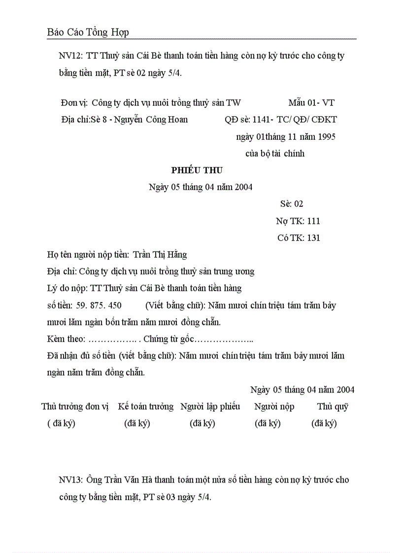 image for page Công tác hạch toán kế toán tại Công ty dịch vụ nuôi trồng thuỷ sản trung ương 1
