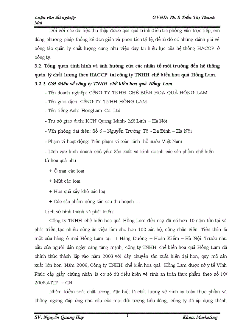 image for page Tăng cường hiệu lực hệ thống quản lý chất lượng theo HACCP tại công ty TNHH chế biến hoa quả Hồng Lam 1