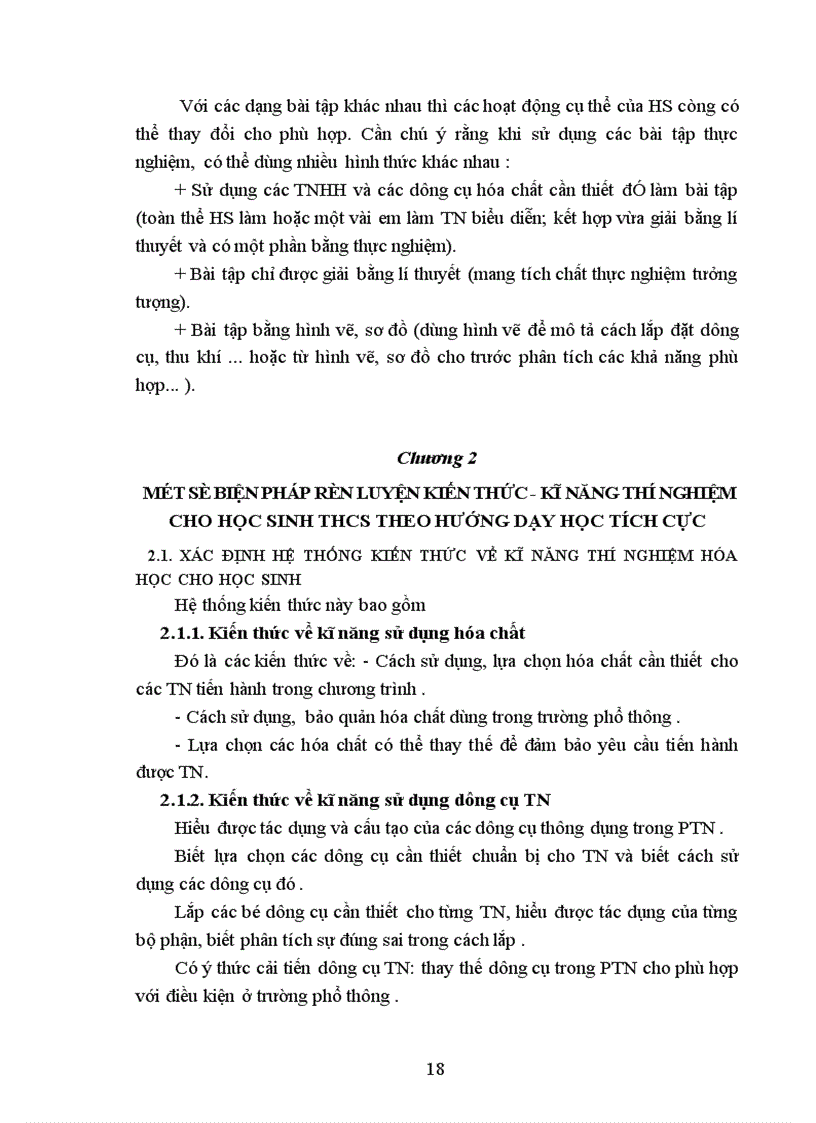 image for page Một số biện pháp rèn luyện kiến thức kĩ năng thí nghiệm cho Học sinh THCS theo hướng dạy học tích cực