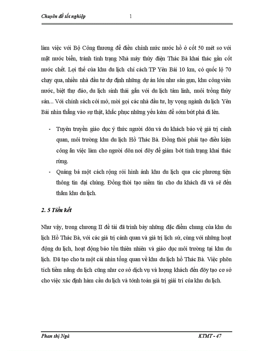 image for page Lượng giá trị cảnh quan khu du lịch hồ Thác Bà bằng phương pháp chi phí du lịch