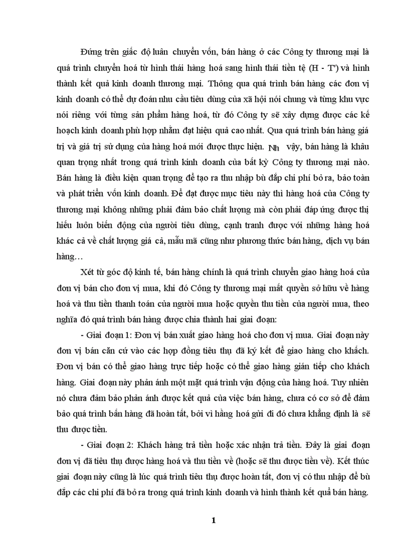 Hoàn thiện kế toán nghiệp vụ bán hàng hoá ở công ty thương mại tổng hợp miền nam chi nhánh Hà nội 1