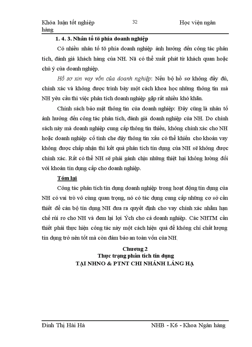 image for page Giải pháp hoàn thiện công tác phân tích tín dụng Doanh nghiệp tại NHNo PTNT chi nhánh Láng Hạ