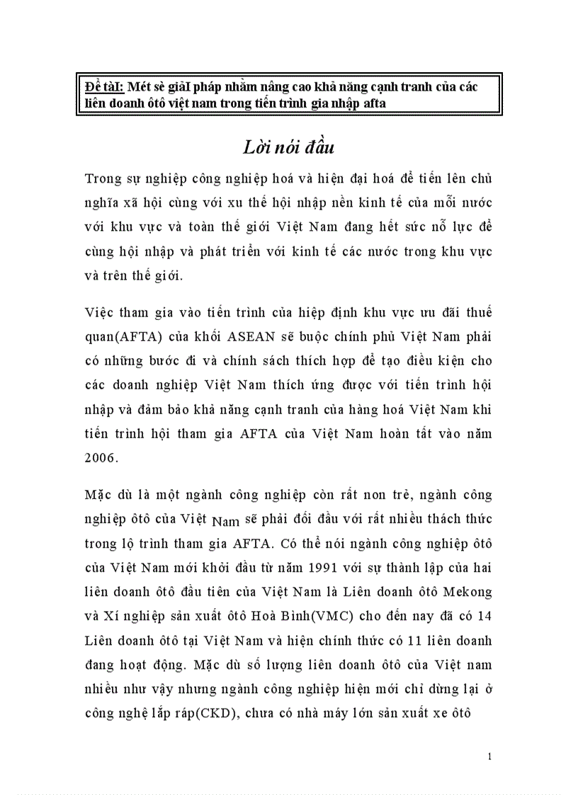 image for page Một số giải pháp nhằm nâng cao khả năng cạnh tranh của các liên doanh lắp ráp ôtô Việt Nam trong tiến trình tham gia AFTA 1