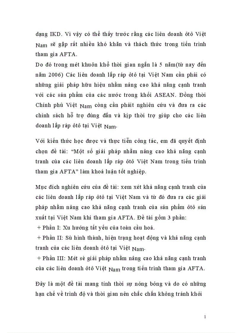image for page Một số giải pháp nhằm nâng cao khả năng cạnh tranh của các liên doanh lắp ráp ôtô Việt Nam trong tiến trình tham gia AFTA 1