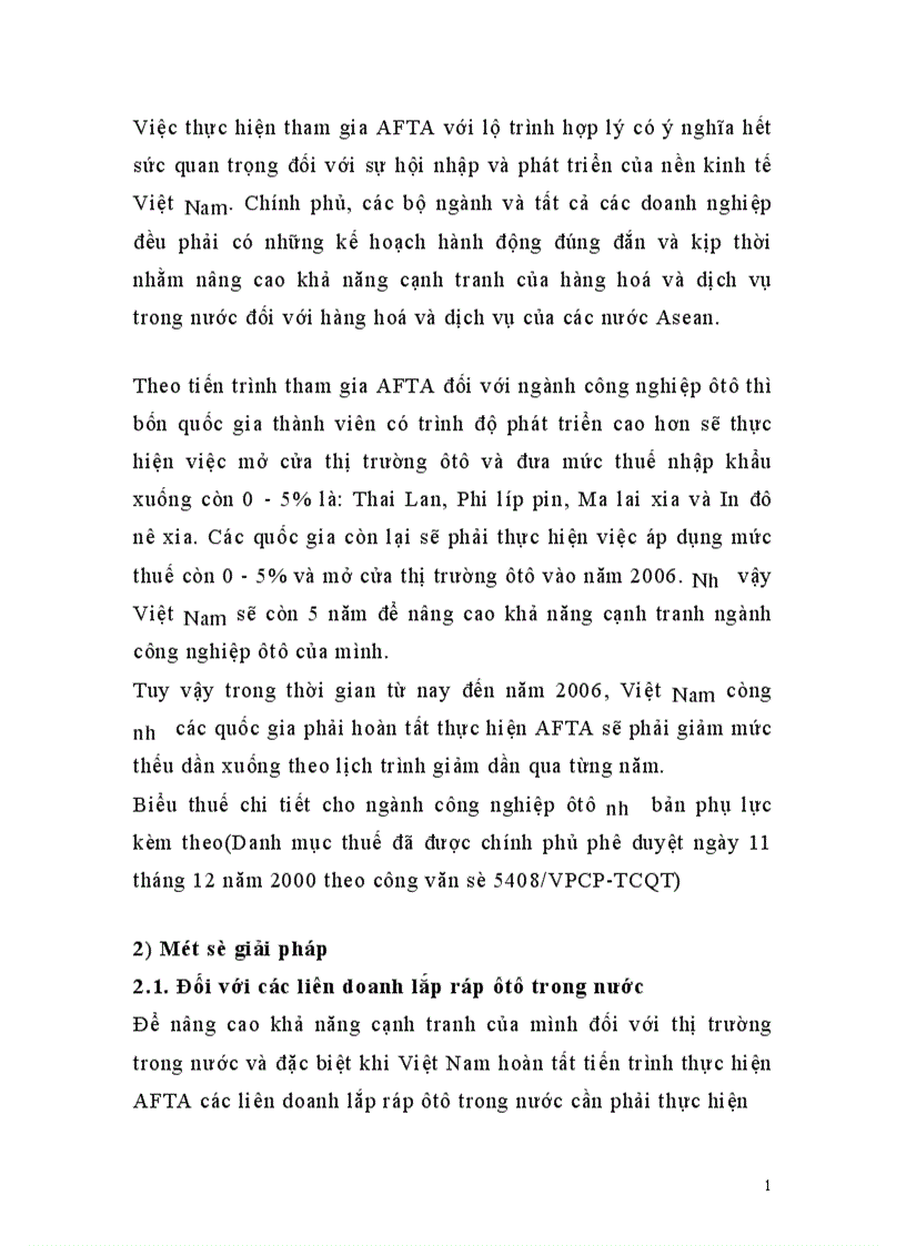 image for page Một số giải pháp nhằm nâng cao khả năng cạnh tranh của các liên doanh lắp ráp ôtô Việt Nam trong tiến trình tham gia AFTA 1