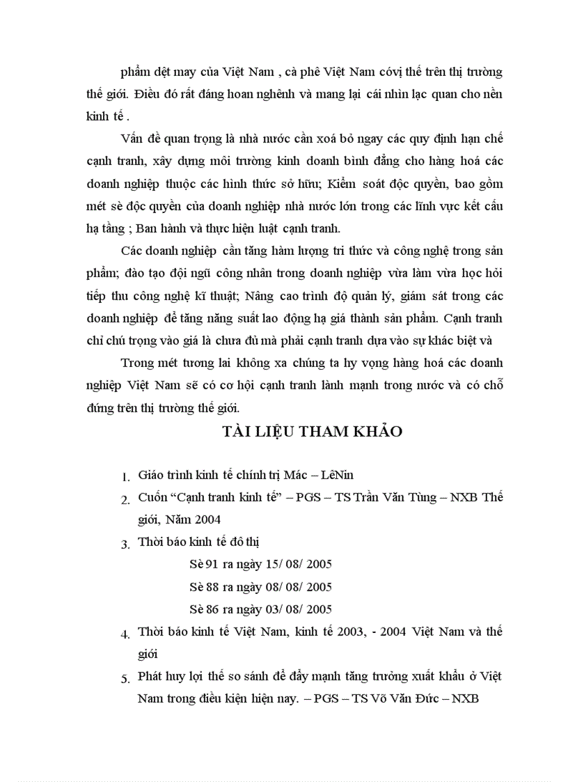 image for page Sức cạnh tranh của hàng hoá đối với các doanh nghiệp trong nền kinh tế thị trường ở Việt Nam 1
