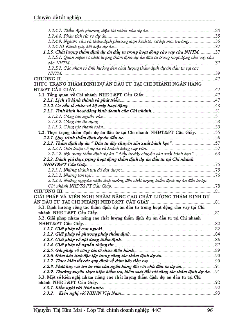 image for page Giải pháp nâng cao chất lượng thẩm định dự án đầu tư trong hoạt động cho vay tại Chi nhánh NHĐT PT Cầu Giấy 1