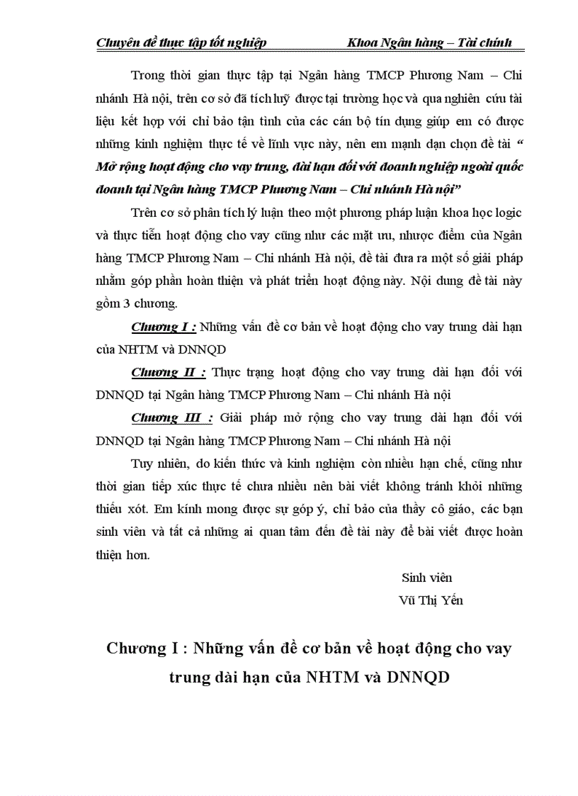 image for page Mở rộng hoạt động cho vay trung dài hạn đối với doanh nghiệp ngoài quốc doanh tại Ngân hàng TMCP Phương Nam Chi nhánh Hà nội 1