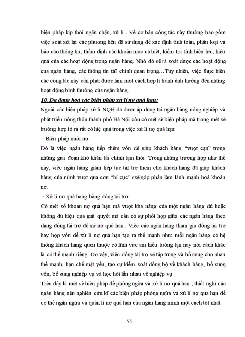 image for page Ngăn ngừa và xử lí nợ quá hạn tại Ngân hàng Nông Nghiệp và Phát Triển Nông Thôn Hà Nội 1