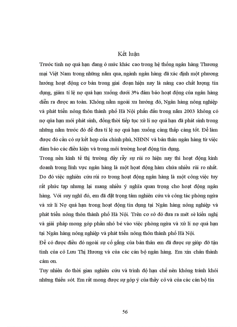 image for page Ngăn ngừa và xử lí nợ quá hạn tại Ngân hàng Nông Nghiệp và Phát Triển Nông Thôn Hà Nội 1