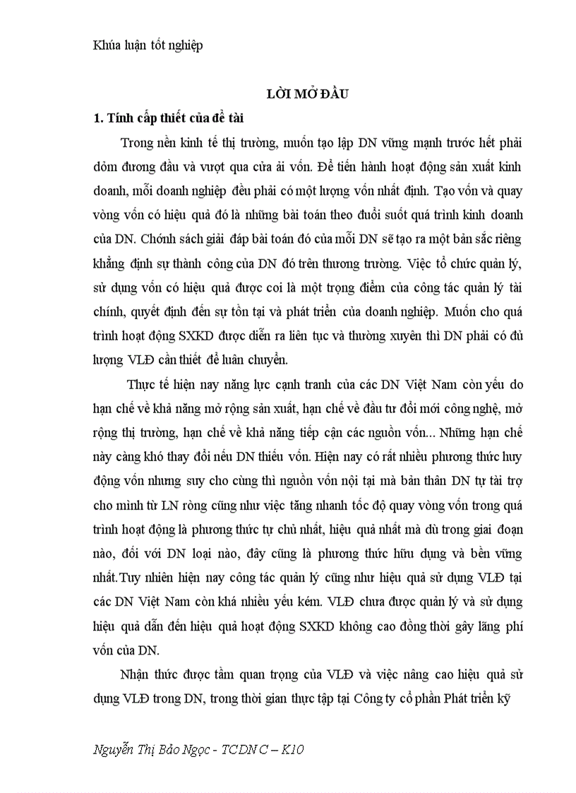 image for page Giải pháp nhằm nâng cao hiệu quả sử dụng vốn lưu động tại Công ty cổ phần Phát triển kỹ thuật và đầu tư 1