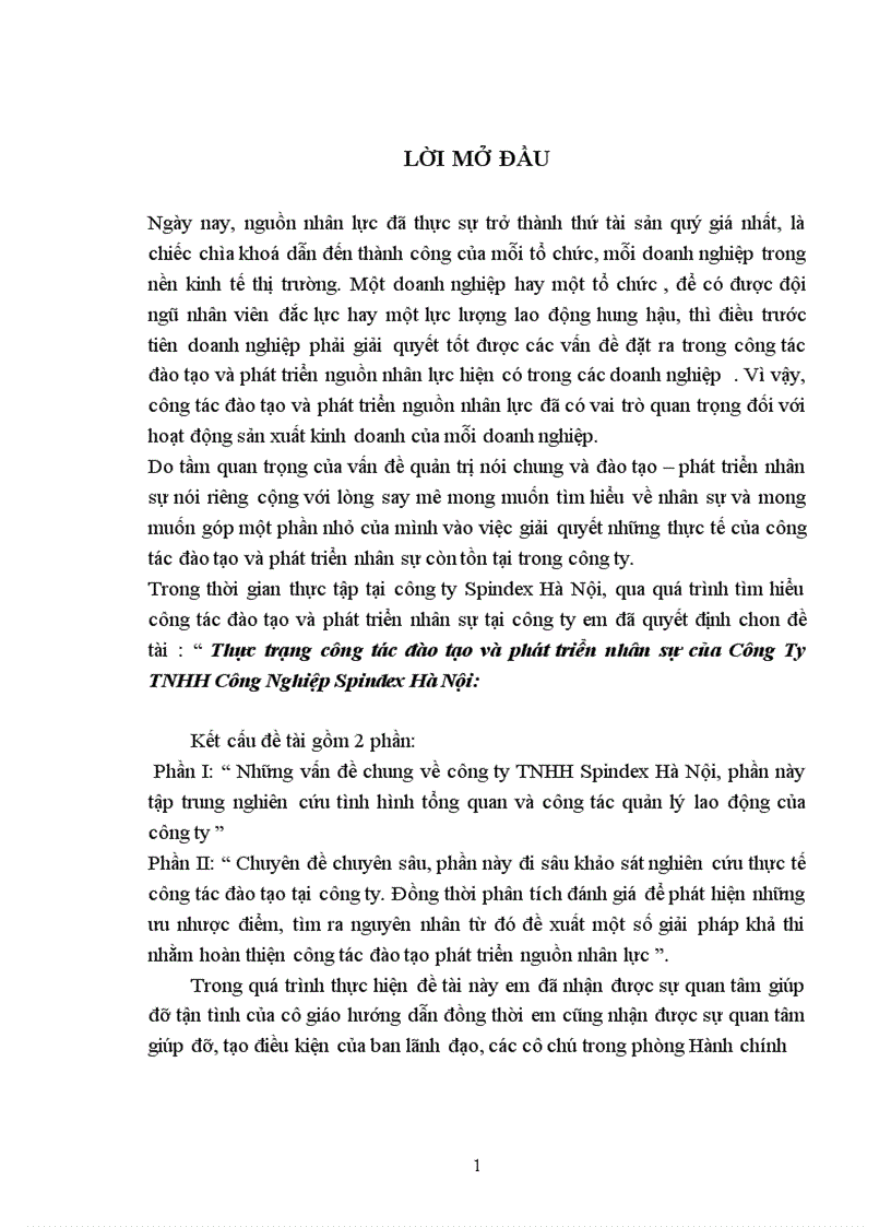 image for page Thực trạng công tác đào tạo và phát triển nhân sự của Công Ty TNHH Công Nghiệp Spindex Hà Nội 1