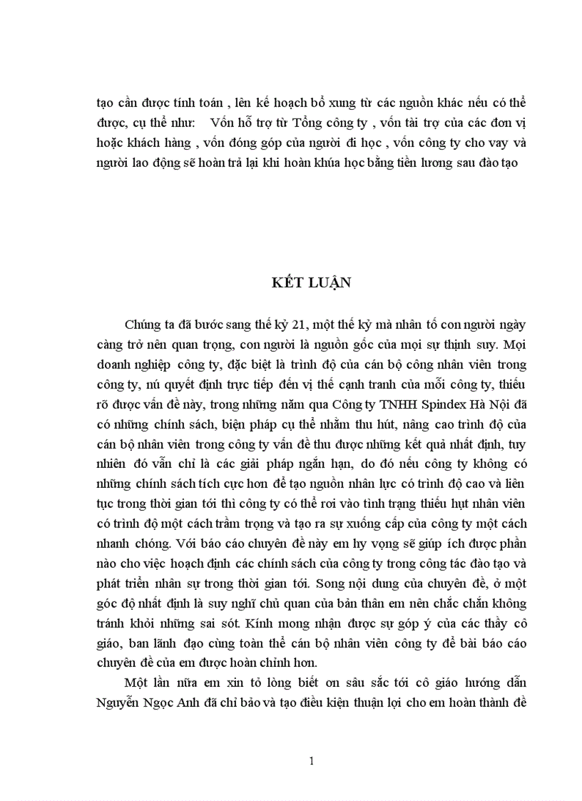 image for page Thực trạng công tác đào tạo và phát triển nhân sự của Công Ty TNHH Công Nghiệp Spindex Hà Nội 1