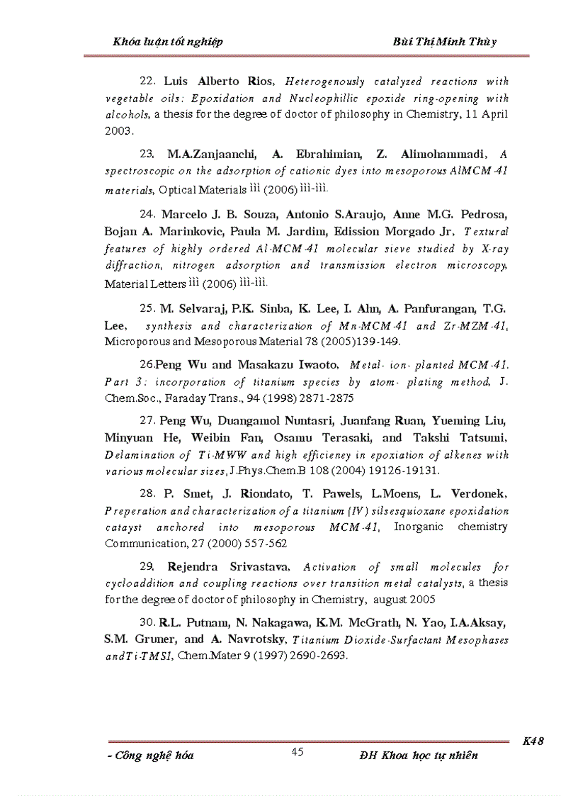 image for page Tổng hợp và đặc trưng Ti MCM 41 đồng thời đặc trưng xúc tác thông qua phản ứng epoxi hóa dầu thực vật