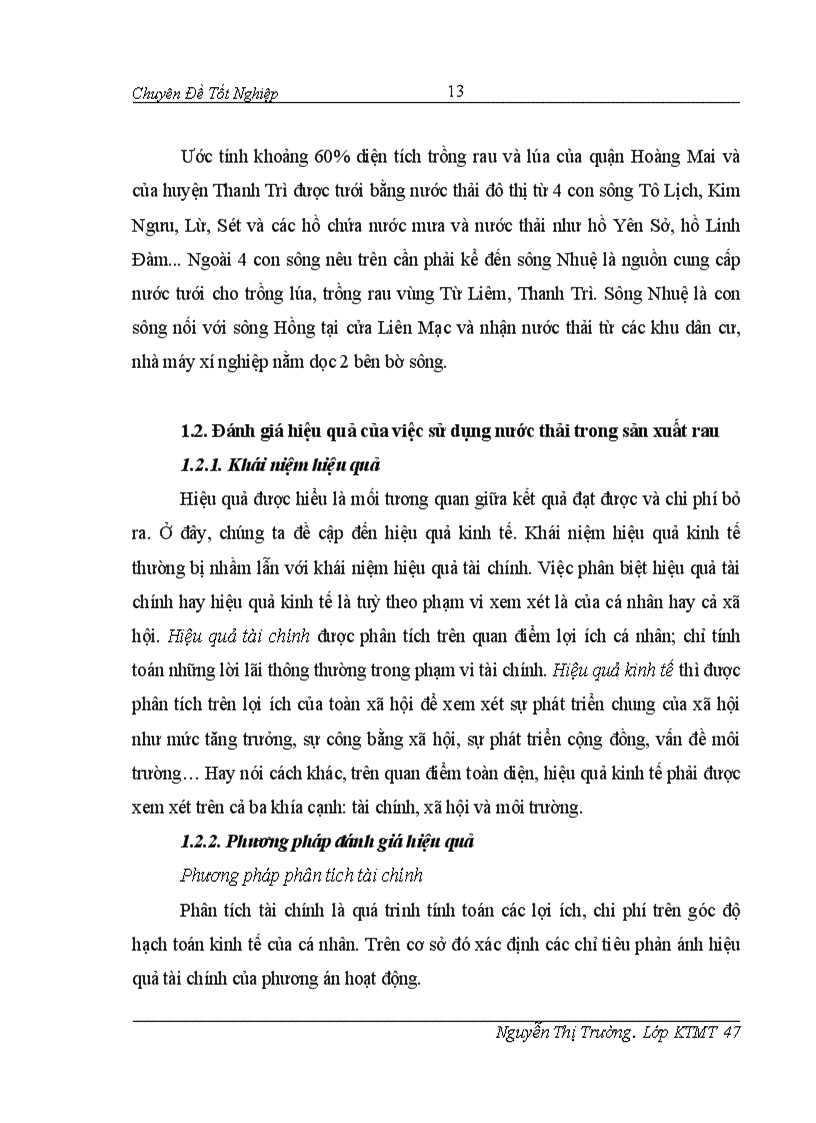 image for page Đánh giá hiệu quả của việc dử sụng nước thải trong sản xuất rau tại thôn Bằng B Hoàng Liệt Hoàng Mai 1
